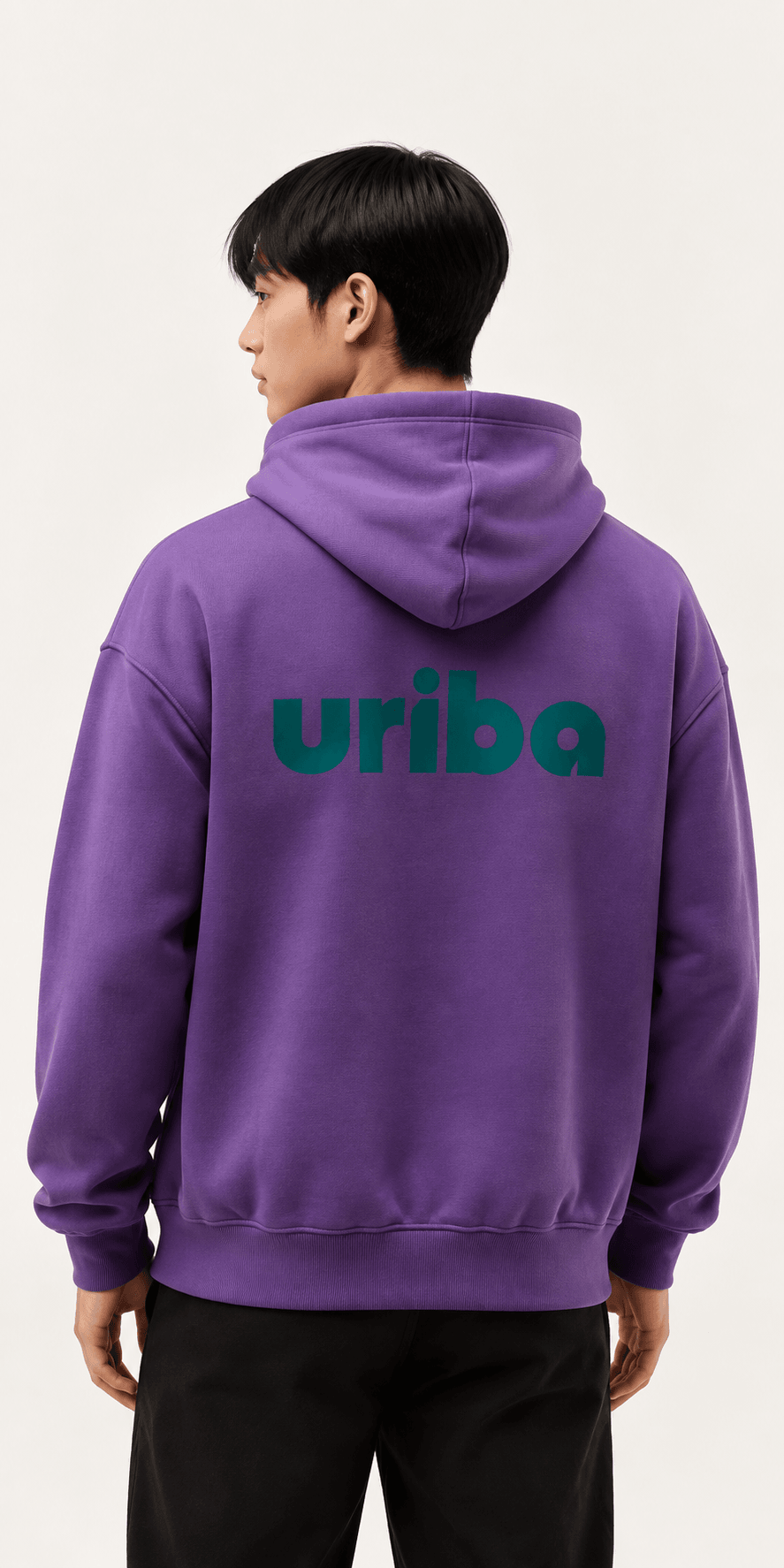 Packaging + folded hoodies with Uriba branding